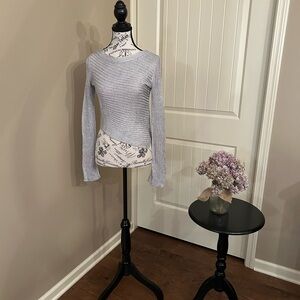 Free People Light Gray Crew Neck Sweater